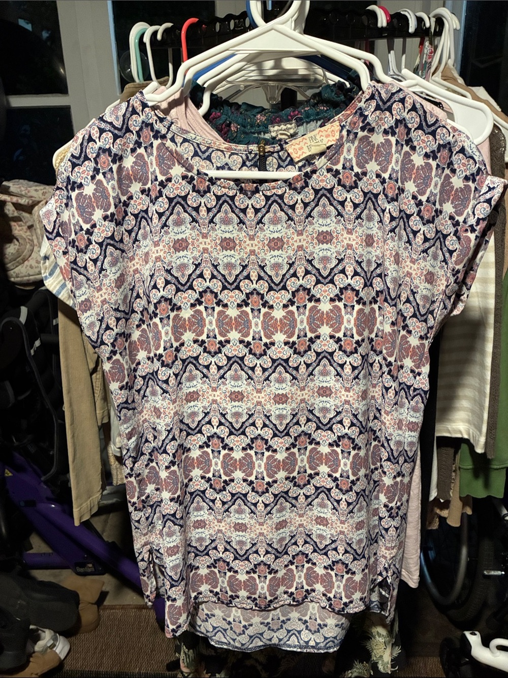 Pink Republic Navy and Pink Short Sleeve Printed Tee